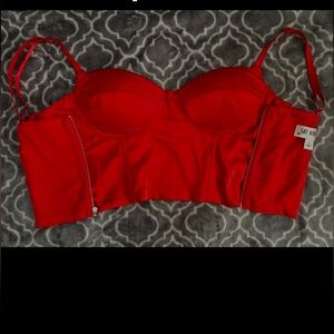 Say what red zip up crop top